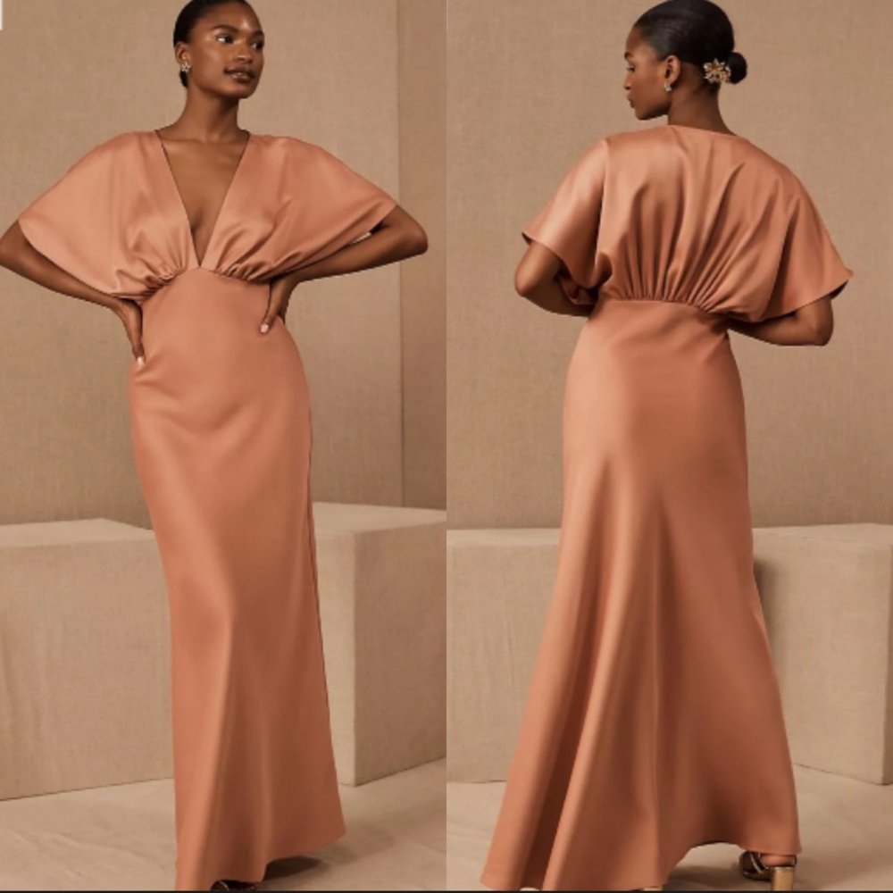 Anthropologie BHLDN Leila Satin Charmeuse Maxi Dress
